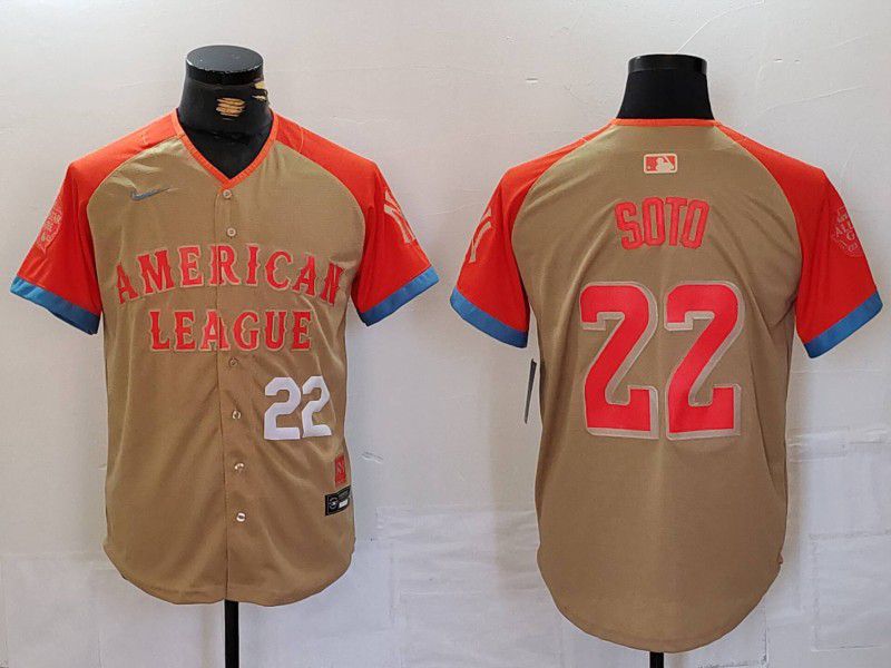 Men New York Yankees #22 Soto Orange All star 2024 Nike MLB Jersey style 1